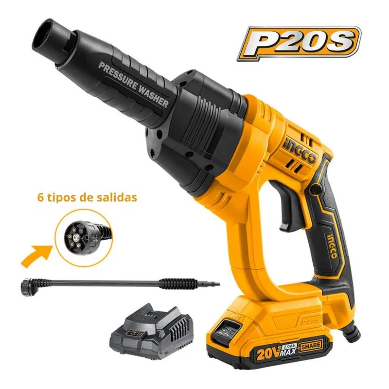 LAVADORA PRESION INALAMBRICA 20 V 2.0 Ah 2.48 MPa (24.8 bar) 2