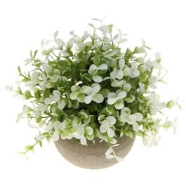 Planta artificial nieve polietileno blanco 14x18 cm Basic Living