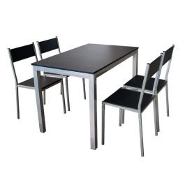 Set mesa de comedor + 4 sillas color negro