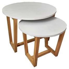 Set de 2 mesas nido bits de MDF blanco