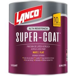 Pintura látex Super-Coat blanco mate 946 mL (1/4 gal) Lanco