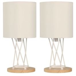 Set de 2 lámparas de mesa moderna blanco 1 luz e27 21362 IKELITE