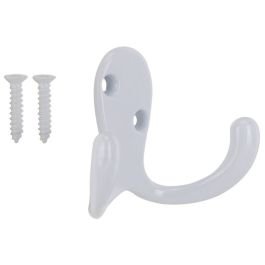 Gancho doble metálico blanco para ropa o accesorios (7.1 x 4.6) cm