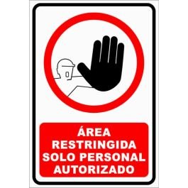 Rótulo Área restringida personal autorizado vertical