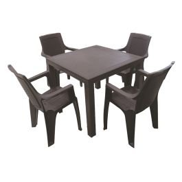 Combo de jardín de 5 piezas estilo ratán 1 mesa (89 x 7