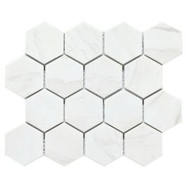 Malla decorativa vidrio reciclado (26 x 30) cm Hexaglar Ariston White Aplicación Interior y exterior