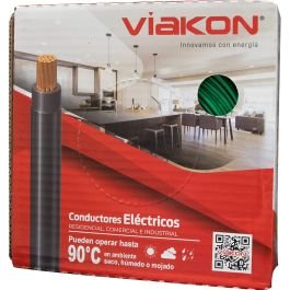 Caja solido cu THHN 2 mm (12 AWG) verde ul Viakon 600 V 90°c