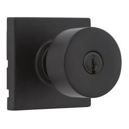 Pomo con llave Bilbao para dormitorio negro mate Kwikset