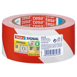 Rollo cinta de señalización 66 m rojo-blanco Tesa