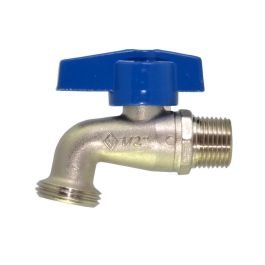 Llave de chorro corta (12.7 x 19.05) cm (1/2" NPT x 3/4" NH) 1/4 de vuelta coflex