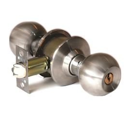 Pomo con llave para dormitorio acero inoxidable satinado Tezza