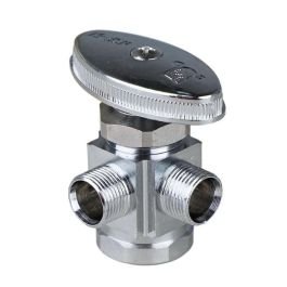 Llave de control latón angular 2 salidas multivuelta 12.7 x 9.52 mm (1/2 x 3/8") Coflex
