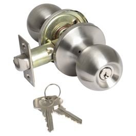 Pomo con llave bolton para dormitorio acero inoxidable satin Yale
