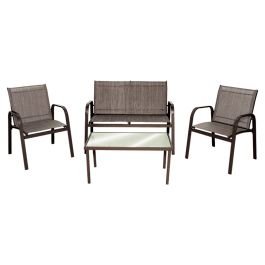 Set de jardín 4 piezas tela/metal café en Nueva Guadalupe