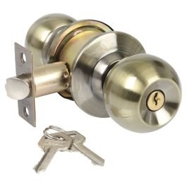 Pomo con llave para dormitorio bronce