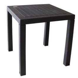 Mesa plástica tipo rattán café (73 x 73 x 76) cm Tacoplast