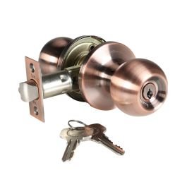 Pomo con llave bolton para dormitorio cobre antiguo
