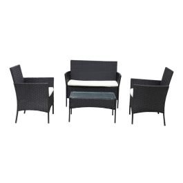 Set de jardín estilo ratán 4 piezas acabado café 1 sofá