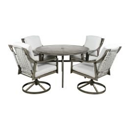Comedor 4 sillas giratorias y mesa metal gris claro