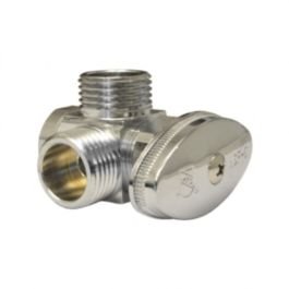 Llave de control latón angular 2 salidas multivuelta 12