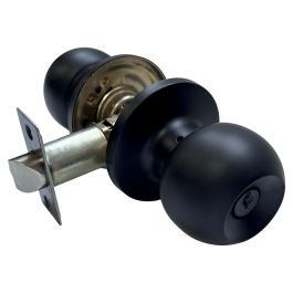 Pomo con llave para dormitorio negro mate