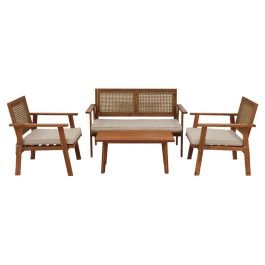 Set de jardín con mesa banco y 2 sillas nogal