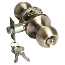 Pomo con llave modelo bolton para dormitorio latón anti