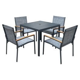 Comedor cuadrado para jardín 5 piezas de aluminio gris Basic Living