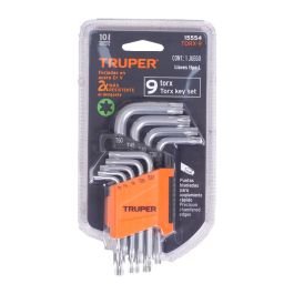 Juego de 9 llaves torx con organizador abatible Truper
