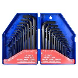 Set 30 llaves allen largas milimétricas y SAE Workpro