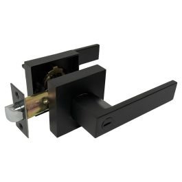 Manija cuadrada sin llave para baño negro mate Tezza