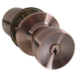Pomo con llave york para dormitorio cobre antiguo
