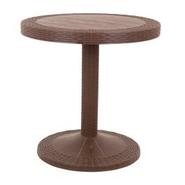 Mesa coctelera circular polipropileno ratán café (71 x 71 x 71) cm Megaplast