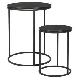 Set 2 mesas auxiliares MDF negro H & S Collection