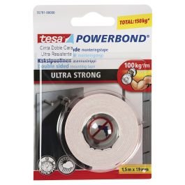 Cinta doble cara extra peso 19 mm x 1.5 m (3/4") Tesa