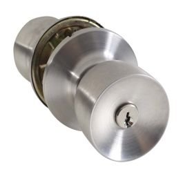 Pomo con llave york para dormitorio acero inoxidable sa
