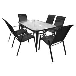 Set de jardín 7 piezas negro mesa (90 x 150 x 71) cm si