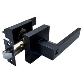 Manija cuadrada con llave para dormitorio negro mate